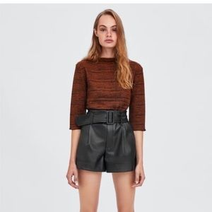 Zara- leather shirt with belt-S